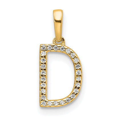 10K Gelbgold 10K Diamant Buchstabe D Initiale Anhänger