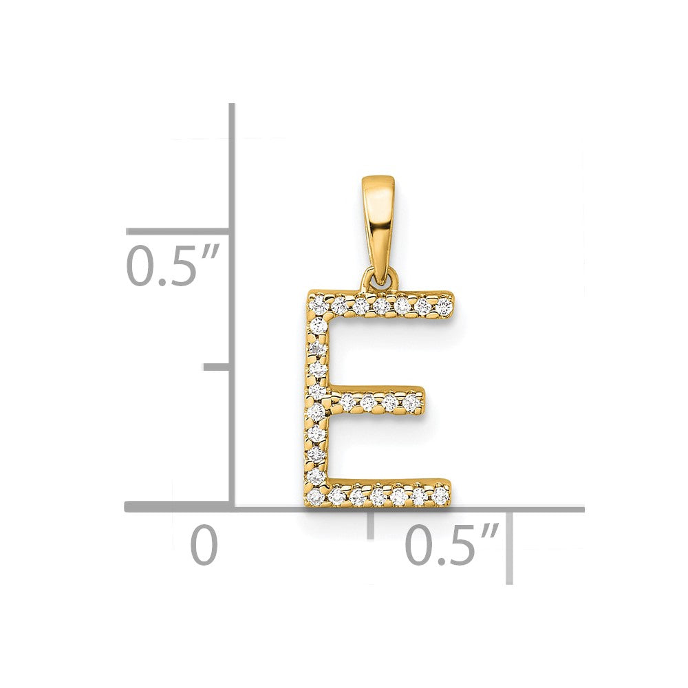 10K Gelbgold 10K Diamant Buchstabe E Initiale Anhänger