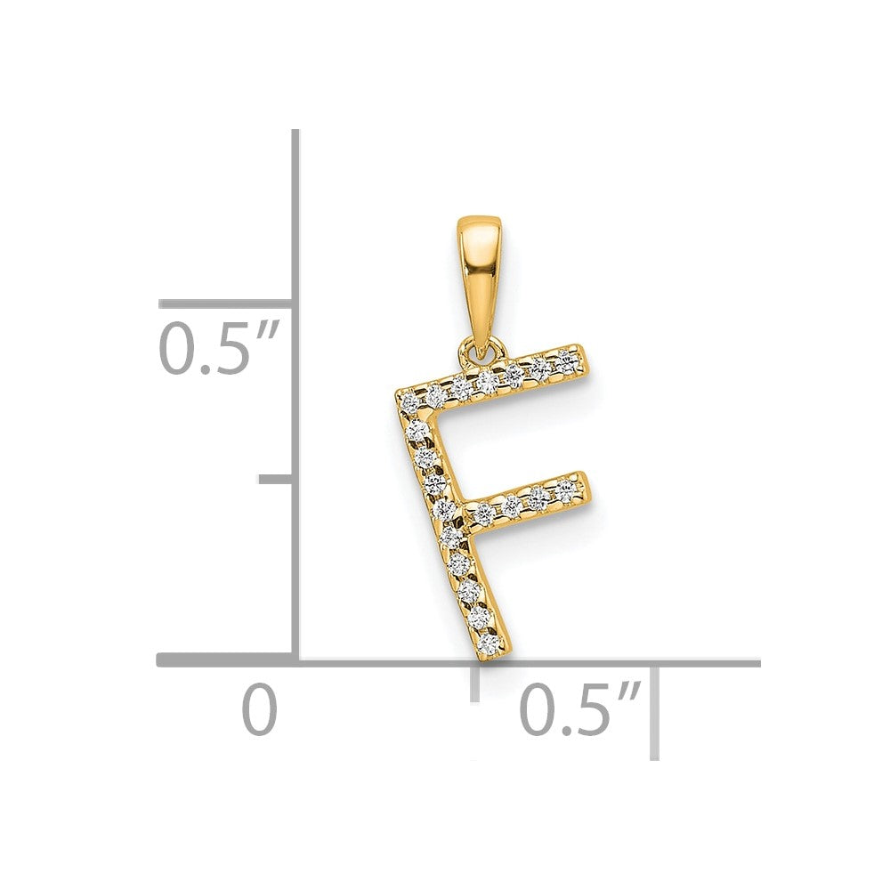 10K Gelbgold 10K Diamant Buchstabe F Initiale Anhänger