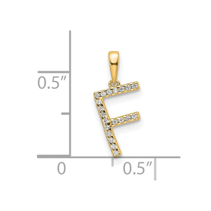 10K Gelbgold 10K Diamant Buchstabe F Initiale Anhänger