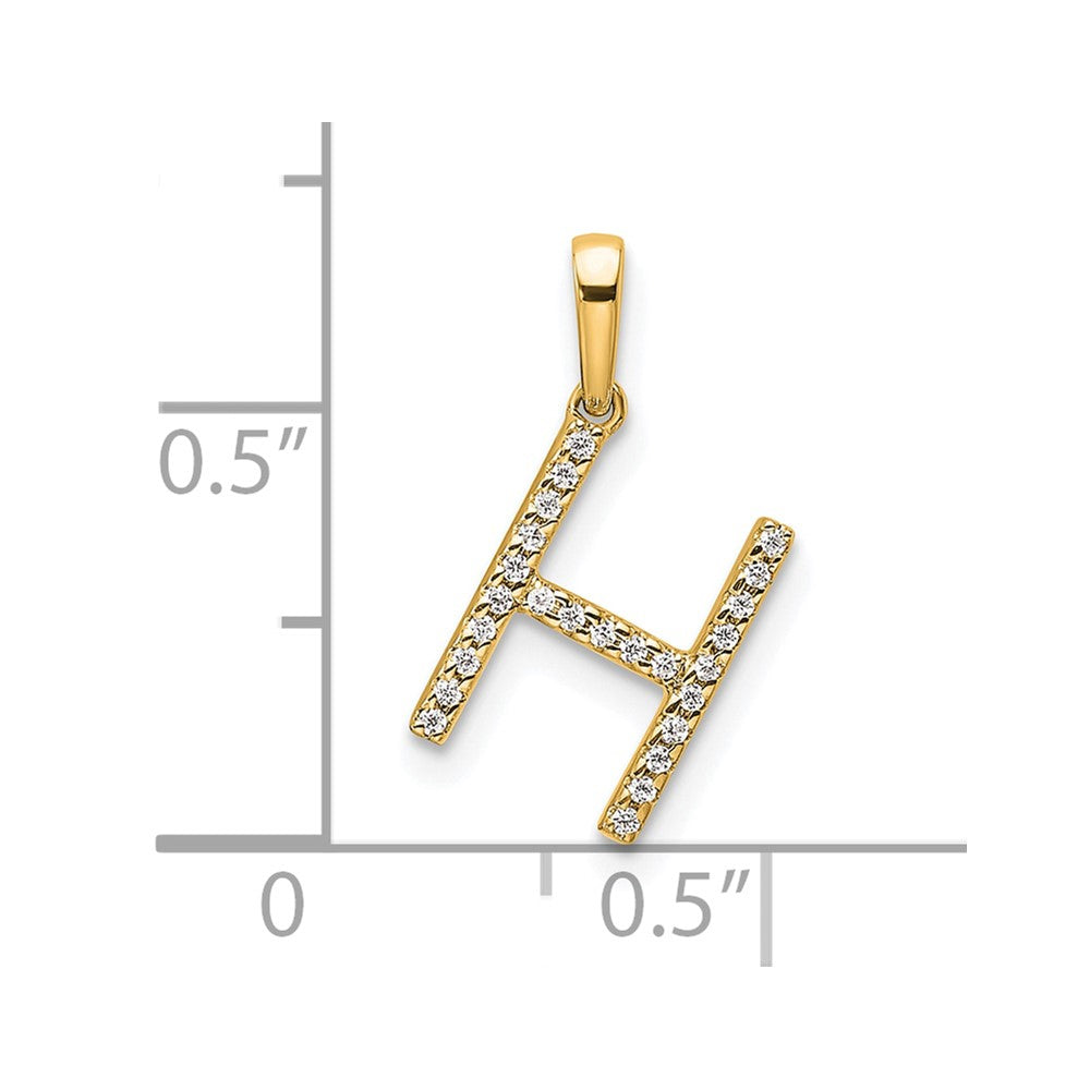 10K Gelbgold 10K Diamant Buchstabe H Initiale Anhänger