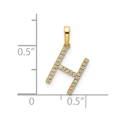 10K Gelbgold 10K Diamant Buchstabe H Initiale Anhänger