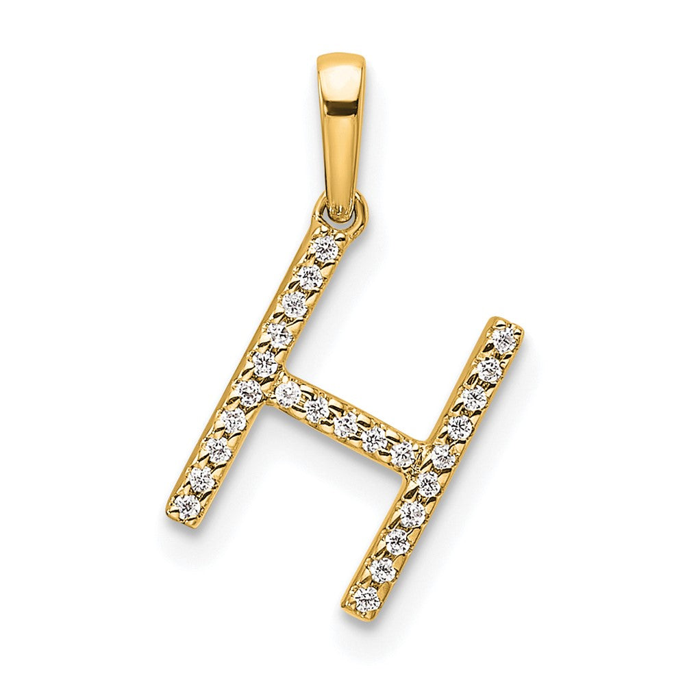 10K Gelbgold 10K Diamant Buchstabe H Initiale Anhänger