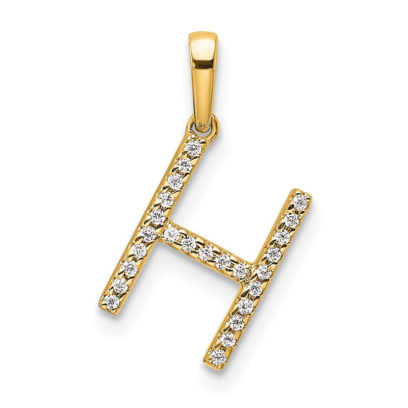 10K Gelbgold 10K Diamant Buchstabe H Initiale Anhänger