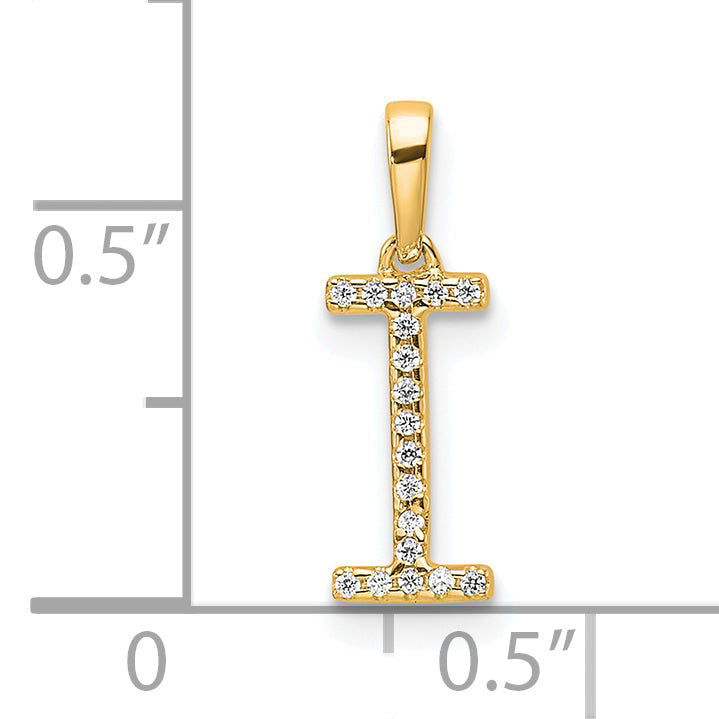 10K Gelbgold 10K Diamant Buchstabe I Initiale Anhänger