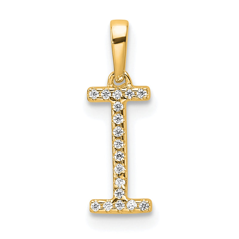 10K Gelbgold 10K Diamant Buchstabe I Initiale Anhänger