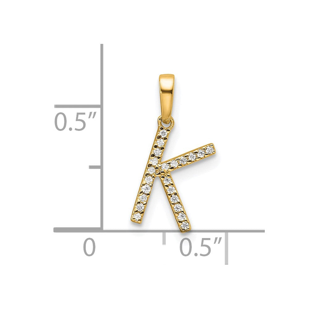 10K Gelbgold 10K Diamant Buchstabe K Initiale Anhänger