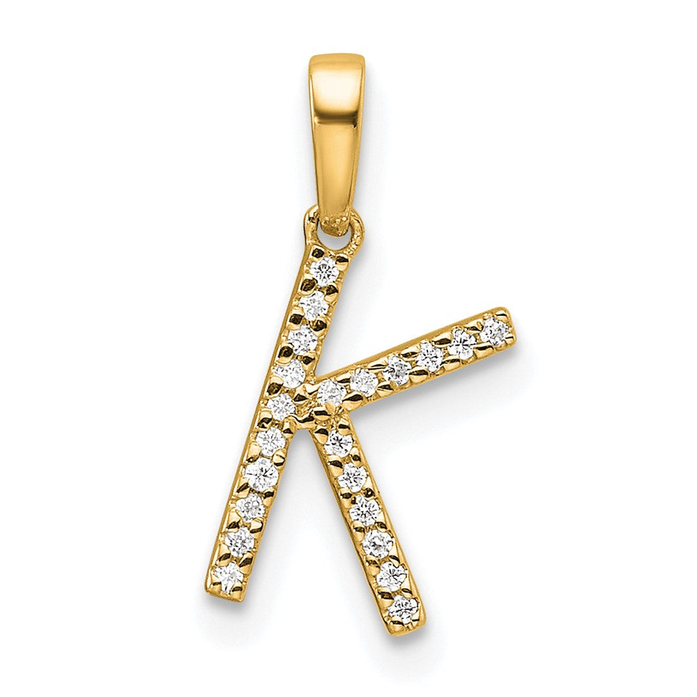 10K Gelbgold 10K Diamant Buchstabe K Initiale Anhänger