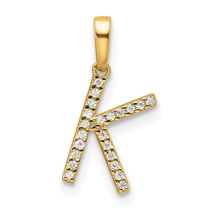 10K Gelbgold 10K Diamant Buchstabe K Initiale Anhänger