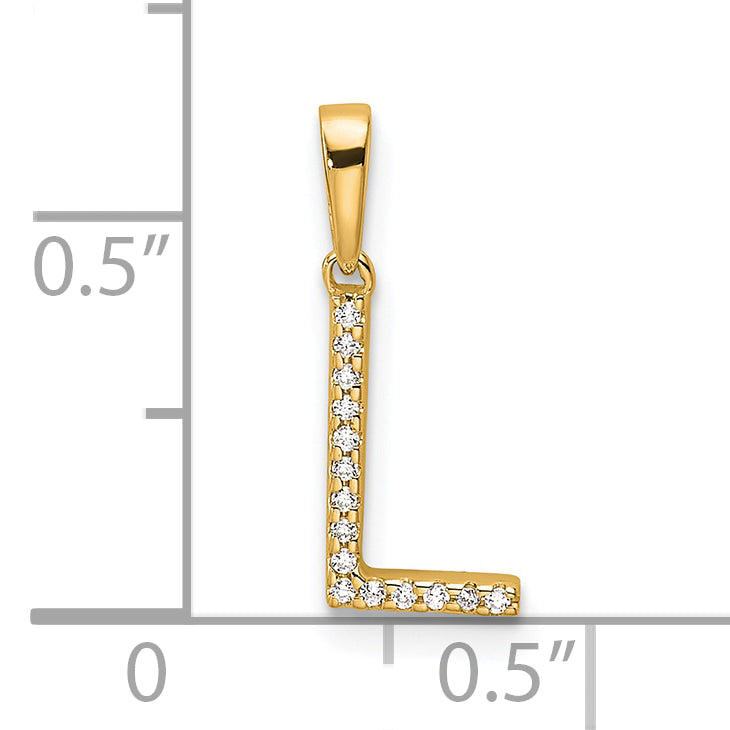 10K Gelbgold 10K Diamant Buchstabe L Initiale Anhänger