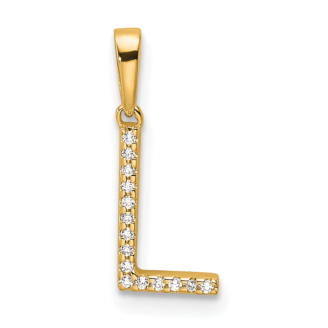 10K Gelbgold 10K Diamant Buchstabe L Initiale Anhänger