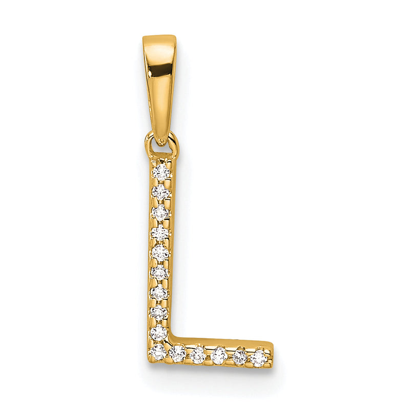 10K Gelbgold 10K Diamant Buchstabe L Initiale Anhänger