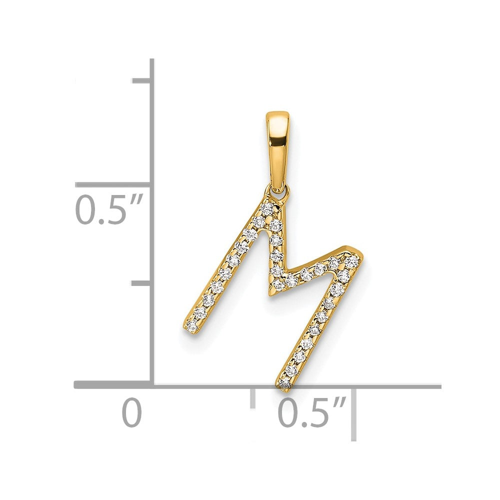 10K Gelbgold 10K Diamant Buchstabe M Initiale Anhänger