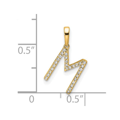 10K Gelbgold 10K Diamant Buchstabe M Initiale Anhänger
