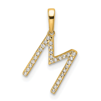 10K Gelbgold 10K Diamant Buchstabe M Initiale Anhänger