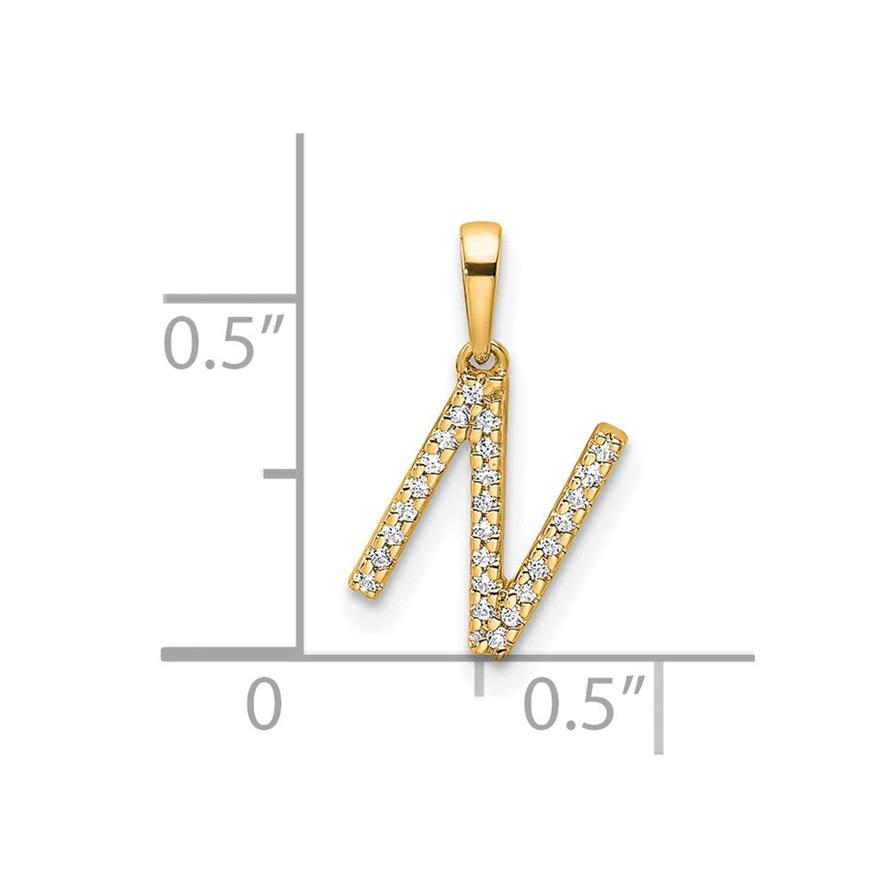 10K Gelbgold 10K Diamant Buchstabe N Initiale Anhänger