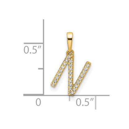 10K Gelbgold 10K Diamant Buchstabe N Initiale Anhänger