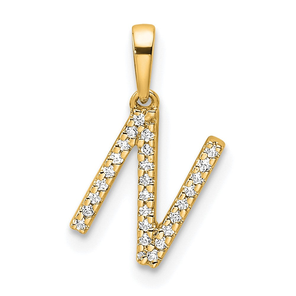 10K Gelbgold 10K Diamant Buchstabe N Initiale Anhänger