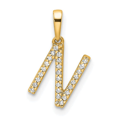 10K Gelbgold 10K Diamant Buchstabe N Initiale Anhänger
