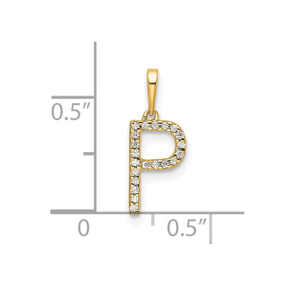 10K Gelbgold 10K Diamant Buchstabe P Initiale Anhänger