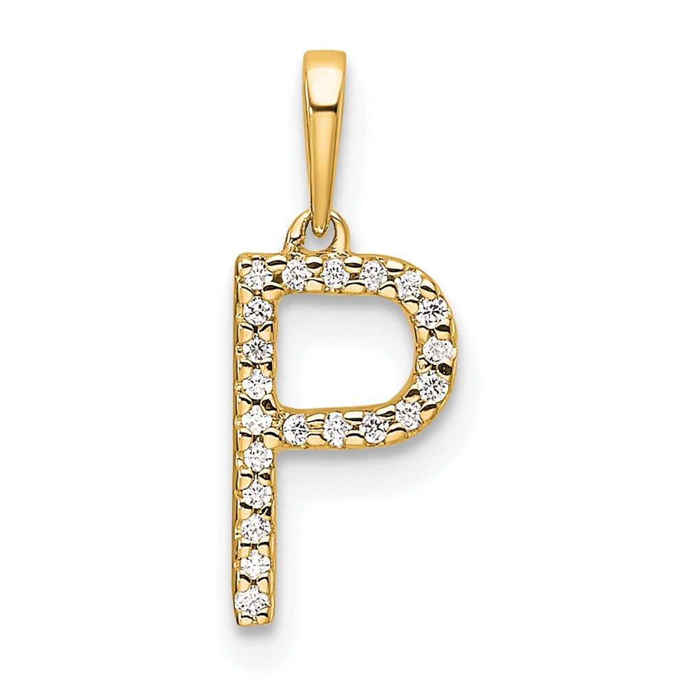 10K Gelbgold 10K Diamant Buchstabe P Initiale Anhänger