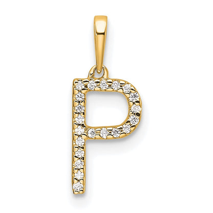10K Gelbgold 10K Diamant Buchstabe P Initiale Anhänger