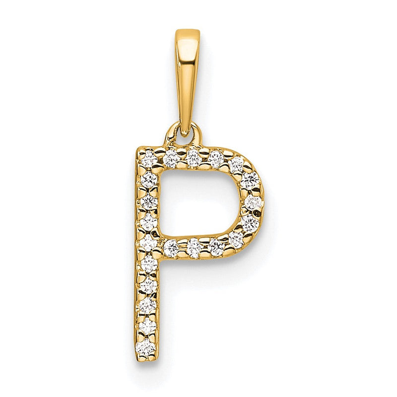 10K Gelbgold 10K Diamant Buchstabe P Initiale Anhänger