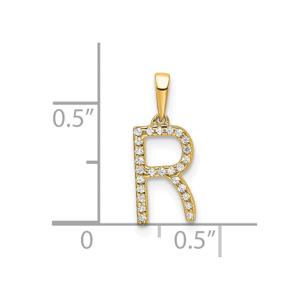 10K Gelbgold 10K Diamant Buchstabe R Initiale Anhänger