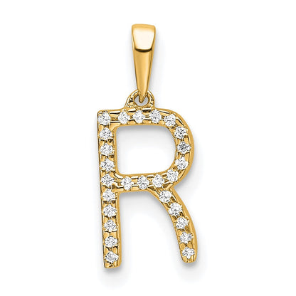 10K Gelbgold 10K Diamant Buchstabe R Initiale Anhänger
