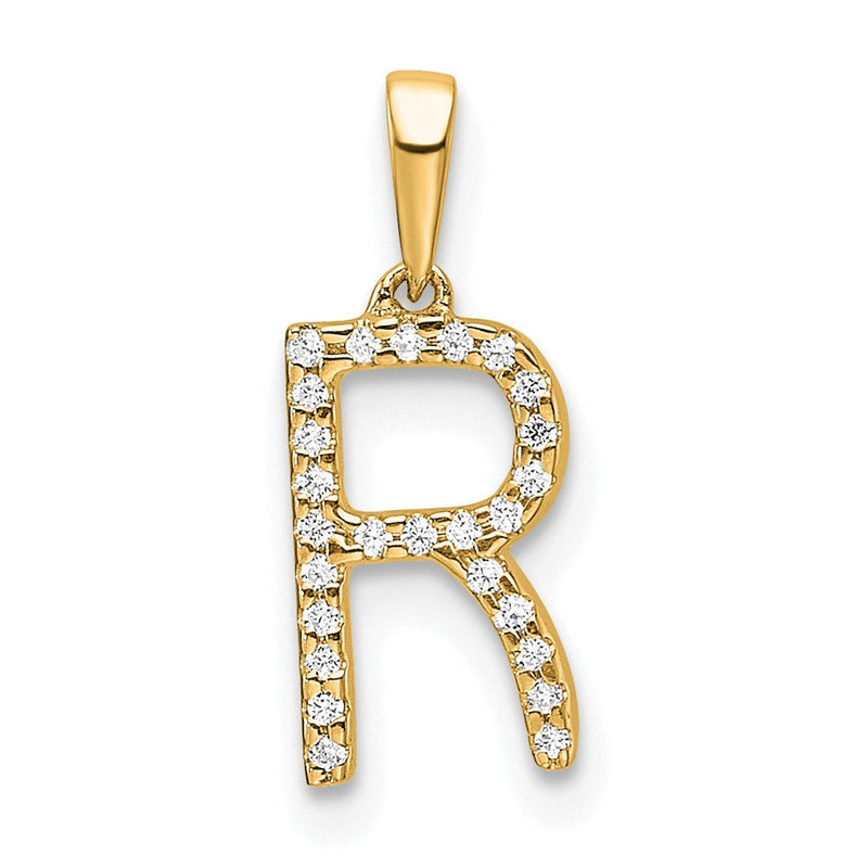 10K Gelbgold 10K Diamant Buchstabe R Initiale Anhänger