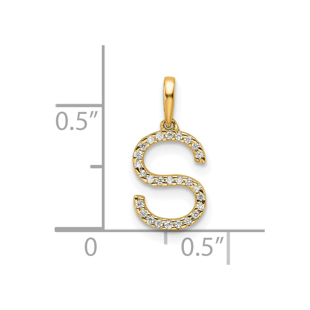 10K Gelbgold 10K Diamant Buchstabe S Initiale Anhänger