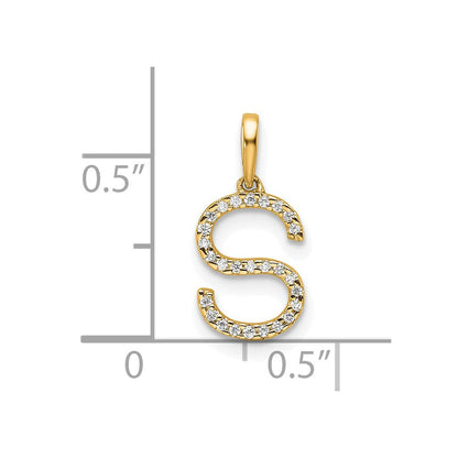 10K Gelbgold 10K Diamant Buchstabe S Initiale Anhänger