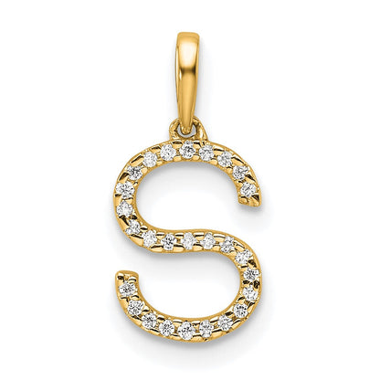 10K Gelbgold 10K Diamant Buchstabe S Initiale Anhänger