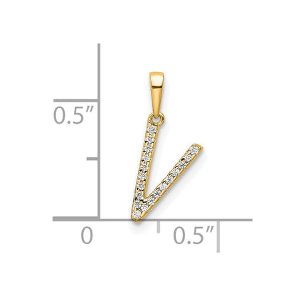 10K Gelbgold 10K Diamant Buchstabe V Initiale Anhänger