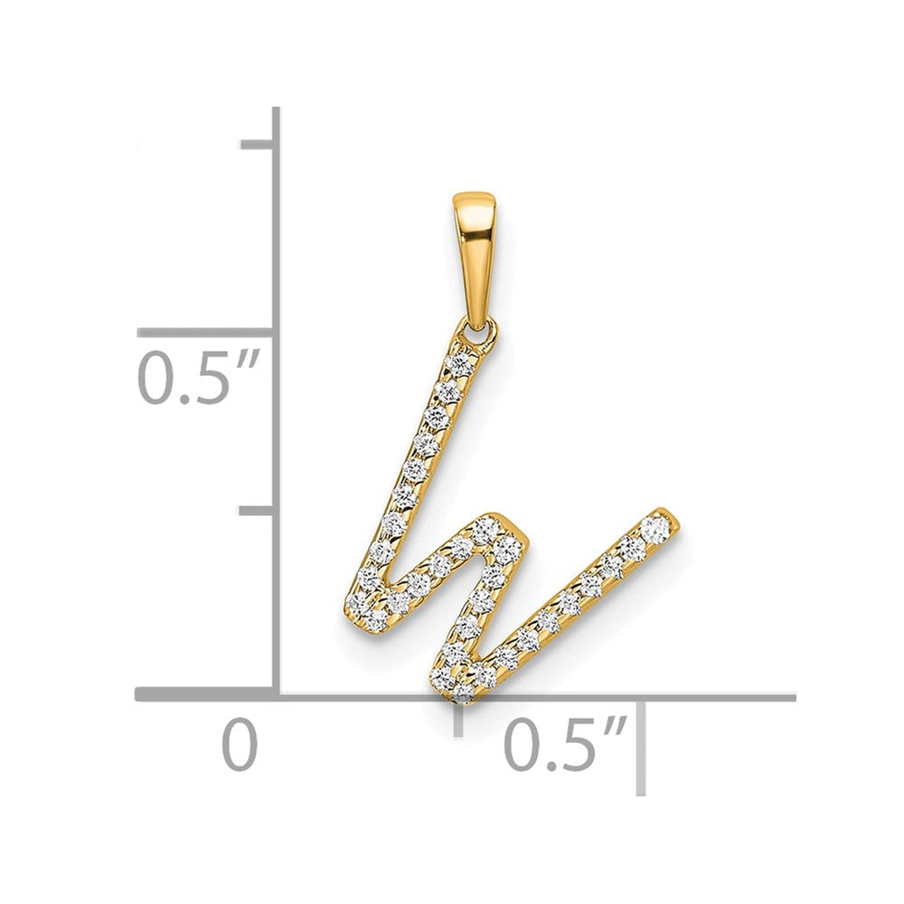 10K Gelbgold 10K Diamant Buchstabe W Initiale Anhänger