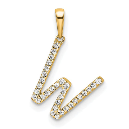 10K Gelbgold 10K Diamant Buchstabe W Initiale Anhänger