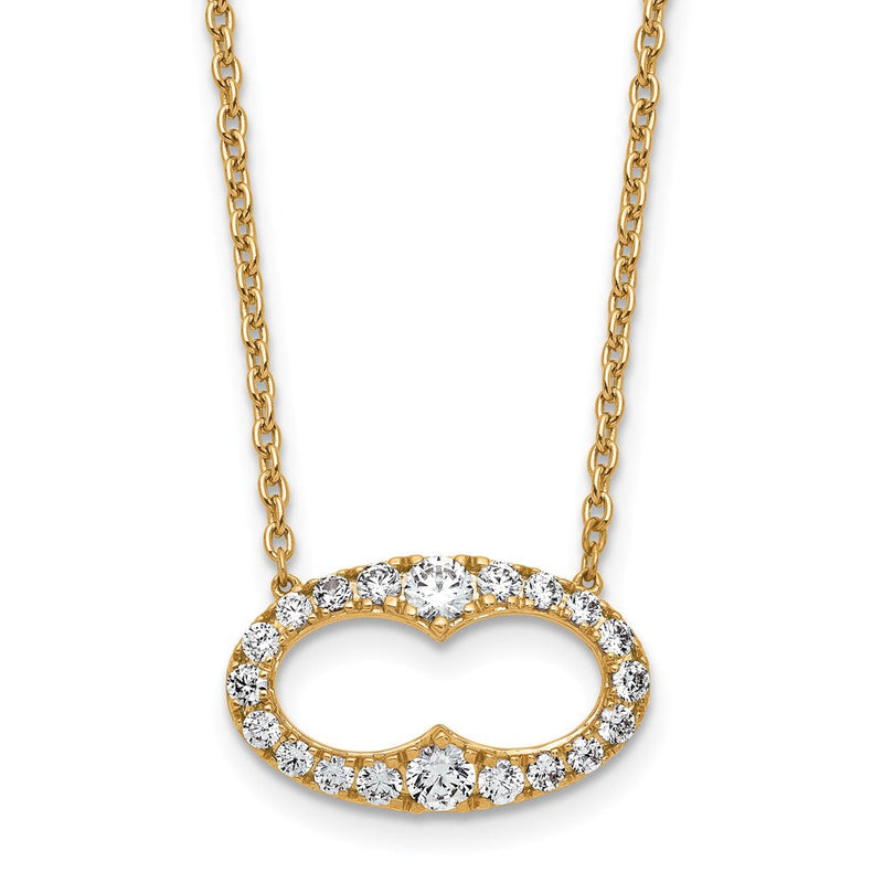 14K Gelbgold 1 Ct. Im Labor Gezüchtet Diamant Vs/si+ G+ 18 Zoll Fantasie Oval Halskette