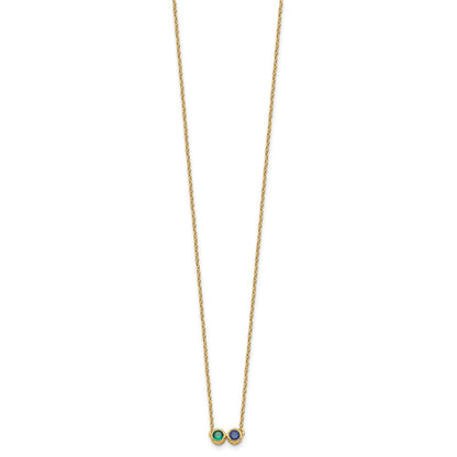 14K Gelbgold 2 Synthetisch Geburtsstein Familie Halskette