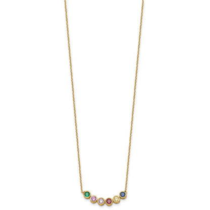 14K Gelbgold 6 Synthetisch Geburtsstein Familie Halskette