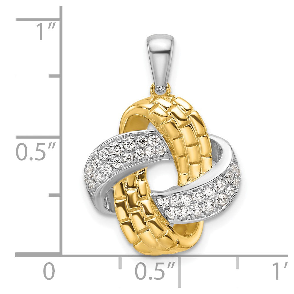 „14K Bicolor Liebesknoten-Anhänger mit 0,2 ct. im Labor gezüchteten Diamanten, VS/SI+ G+“
