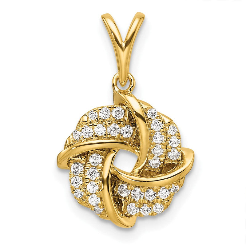 14K Gelbgold Liebesknoten-Anhänger mit 0,2 ct. im Labor gezüchtetem Diamant VS/SI+ G+