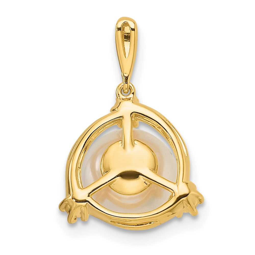 14K Gelbgold-Anhänger mit 0,125 ct. laborgezüchtetem Diamant VS/SI+ G+ und 8,00 mm runder Süßwasser-Zuchtperle