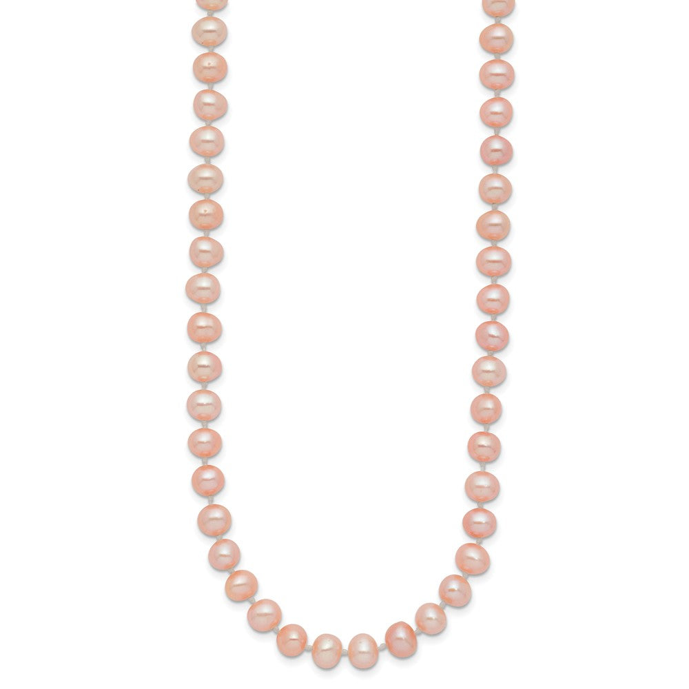 14K Gelbgold 5-6mm Rosa Nahe Rund Süßwasser Zuchtperle Halskette