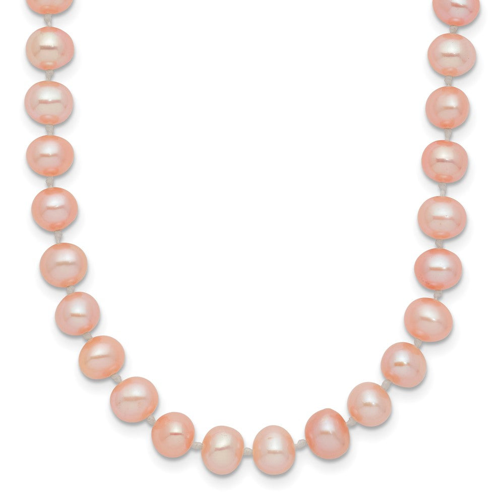 14K Gelbgold 5-6mm Rosa Nahe Rund Süßwasser Zuchtperle Halskette