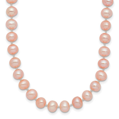 14K Gelbgold 5-6mm Rosa Nahe Rund Süßwasser Zuchtperle Halskette