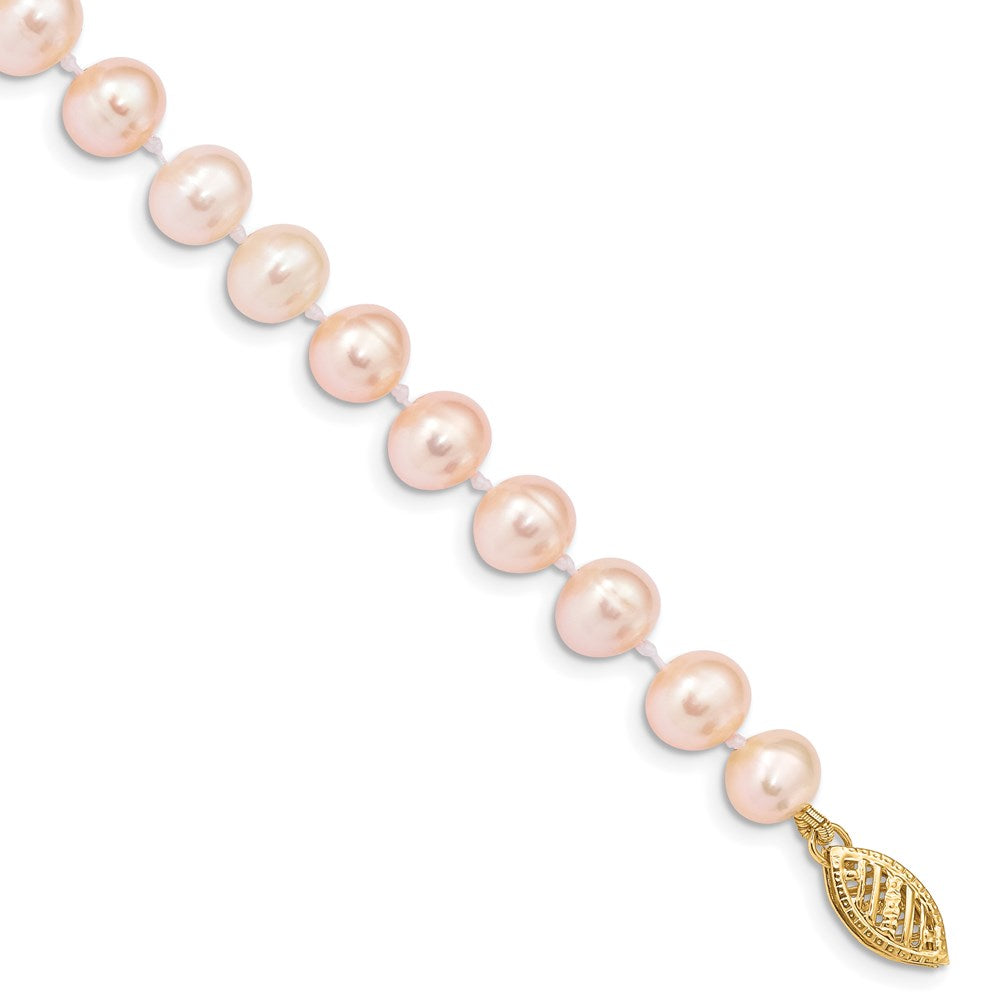 7.5 Zoll 14K 6-7mm Rosa Nahe Rund Süßwasser Zuchtperle Armband