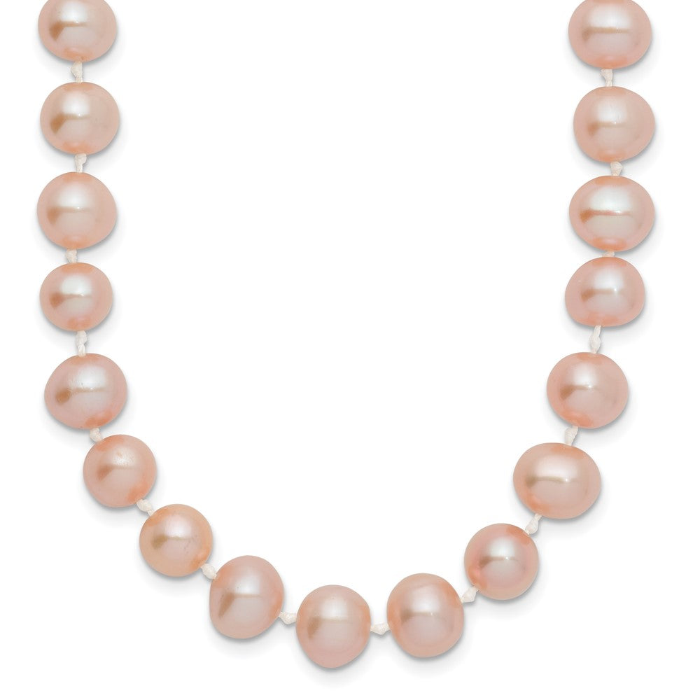 14K Gelbgold 7-8mm Rosa Nahe Rund Süßwasser Zuchtperle Halskette