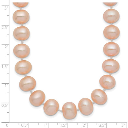 14K Gelbgold 8-9mm Rosa Nahe Rund Süßwasser Zuchtperle Halskette