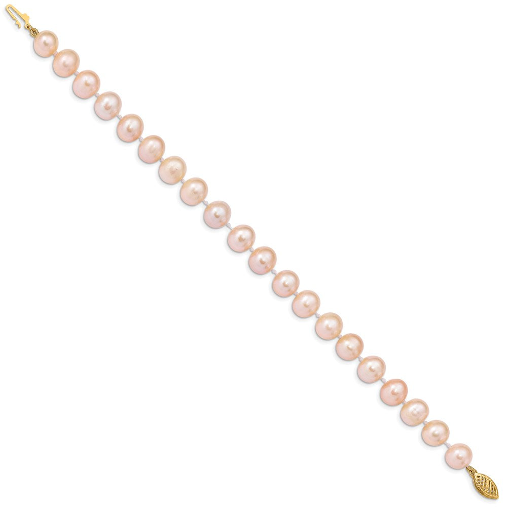 7.5 Zoll 14K 8-9mm Rosa Nahe Rund Süßwasser Zuchtperle Armband