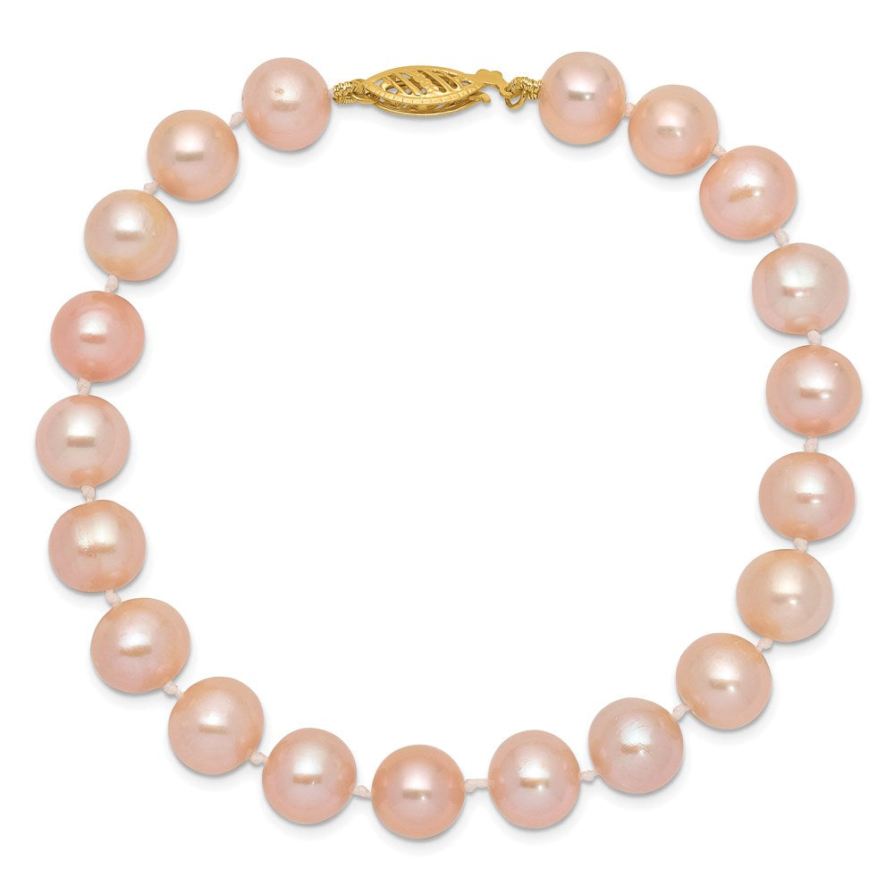 7.5 Zoll 14K 8-9mm Rosa Nahe Rund Süßwasser Zuchtperle Armband